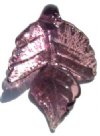 1 35x25mm Amethyst with Silver Foil Lampwork Twisted Leaf Pendant